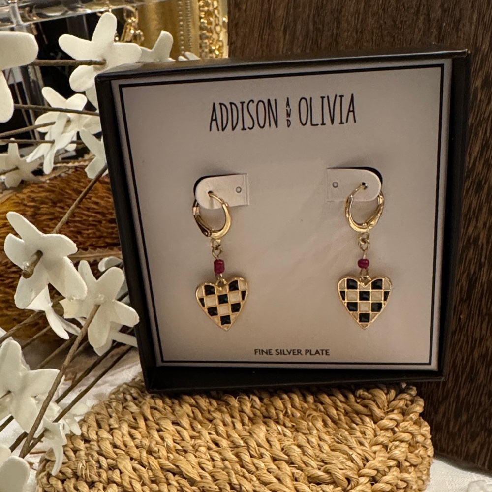 💗Final price Checkered Gold Heart Earrings